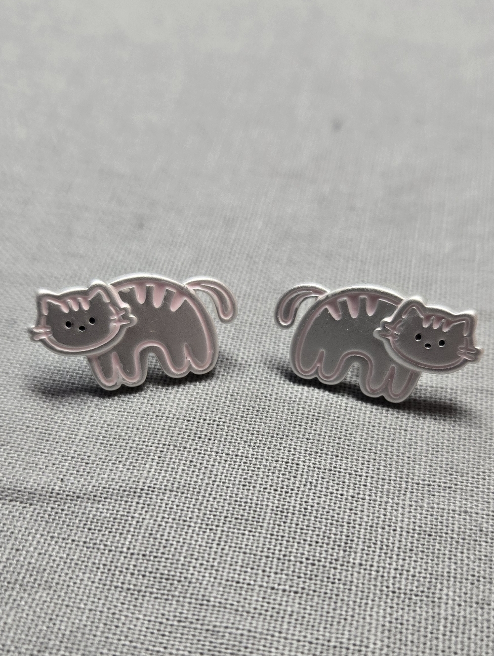 (3 for $10!) Pink and Silver Coloured Cat Earrings